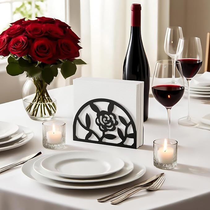 Epicano Napkin Holder for Table,Metal Rose Standing Napkin Holderfor Kitchen Dining Tables & Countertops, Paper Cocktail Napkins Holder Dispenser for Indoor & Outdoor,Unique Table Decor Gifts, 2 Pack
