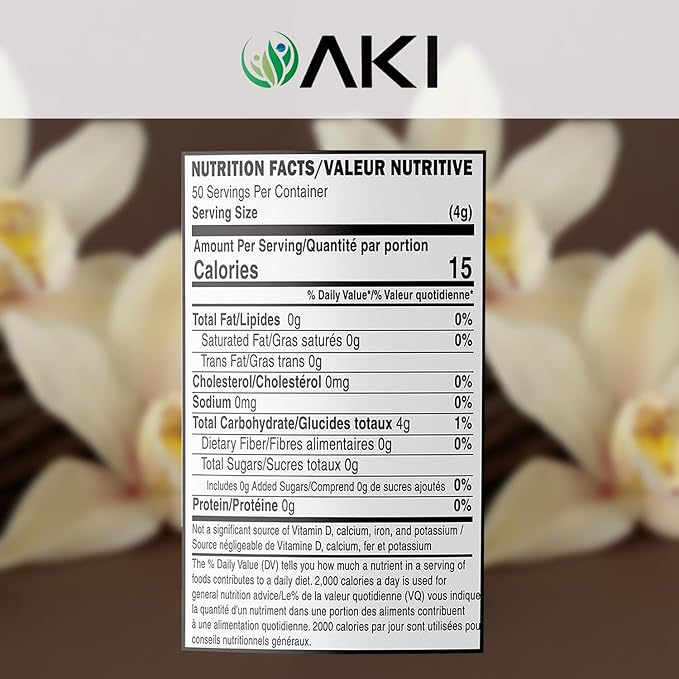 Aki Fine Vanilla Powder Extract From Beans (5.29oz/150g) - Water Extracted Powder Ideal For Baking, Cooking Flavoring - Delicious Vanilla Flavor & Easy to Add in Smoothies & Coffee, Non-GMO & Alcohol-Free