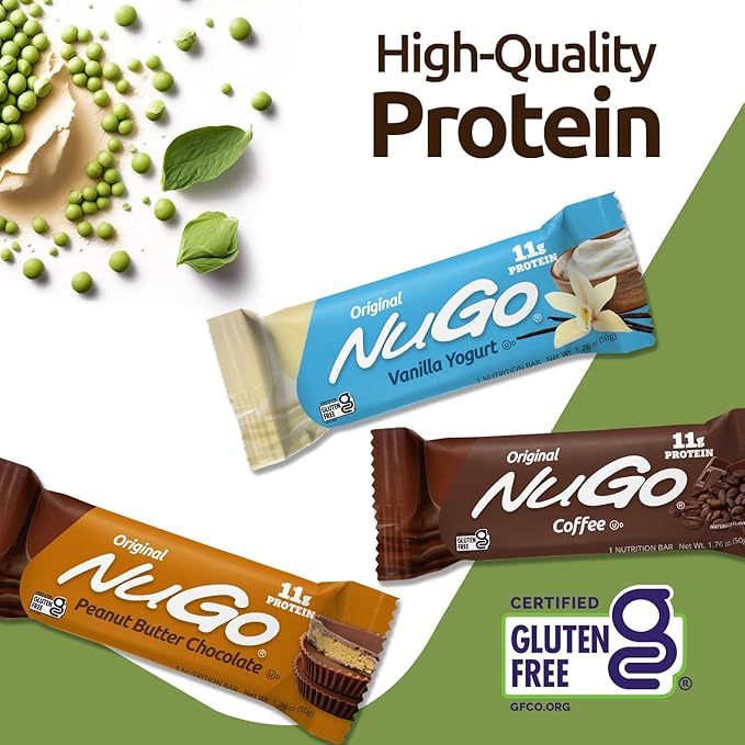 NuGo Protein Bar, Vanilla Yogurt, 11g Protein, Gluten Free, 15 Count
