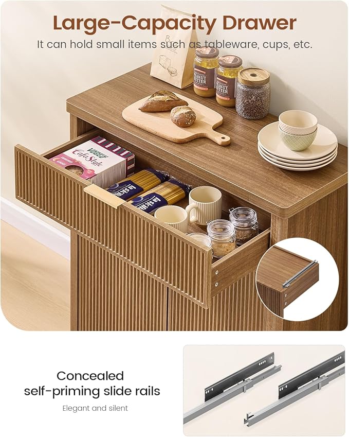 AOGLLATI Sideboard Buffet Storage Cabinet with Storage and Drawers, Buffet Table Coffee Bar Cabinet for Kitchen Entryway Living Room, Wood
