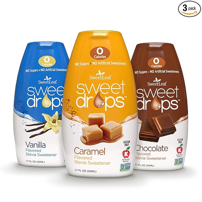SweetLeaf Sweet Drops - Flavored Stevia Liquid Sweetener, Stevia Extract, Zero Calories, Gluten Free, Keto Friendly, Non GMO, Natural Flavor, Sugar Alternative - Variety Pack, 1.7 Fl Oz (Pack of 3)