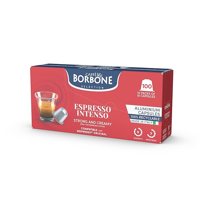Caffè Borbone Espresso Intenso Aluminum Capsules Compatible with Nespresso Original Machines, Dark Roast, 50 Count