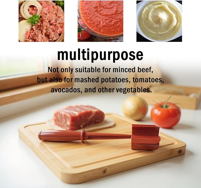 3pcs Bounbal Manual Food Chopper,Nylon Heat Resistant Hand Tool for Meat,Ground Beef,Hamburger,Potato,Fruit,Vegetable and More 3-color outfit(Black,Green,Red)