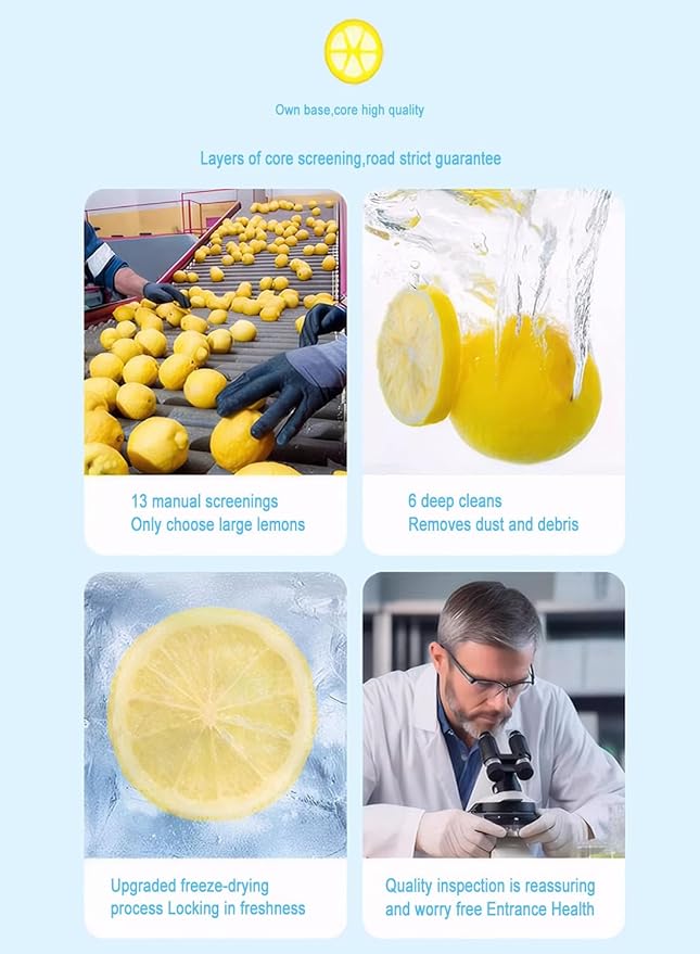 Freeze dried lemon, fresh dried lemon slices, fruit tea freeze-dried lemon, very suitable for tea, baking and decoration, beverages, cocktails, side dishes, rich taste(Freeze dried lemon, 5.64oz/160g,66-68 pieces)