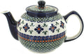 Blue Rose Polish Pottery - Green Mosaic Flower Medium Teapot - 4 Cup Capacity - Hand-Painted Polish Pottery Ceramic Coffee & Tea Server