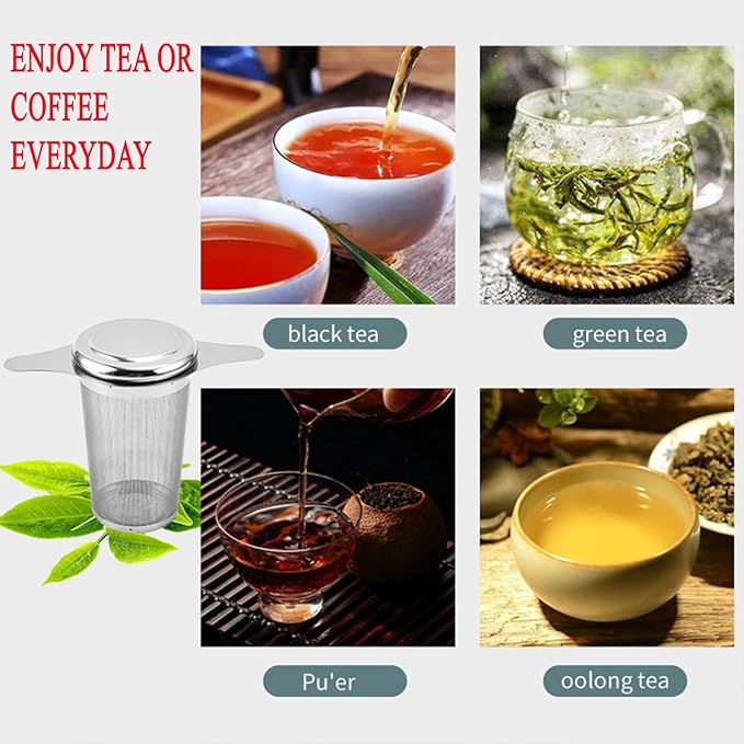 2PCS Stainless Steel Premium Tea & Coffee Strainer Infuser with Double Handles, Large Capacity Fine Mesh Strainer, Perfect for Loose Leaf Tea, Coffee Steeping in Cups and Teapots - Brewing Made Easy