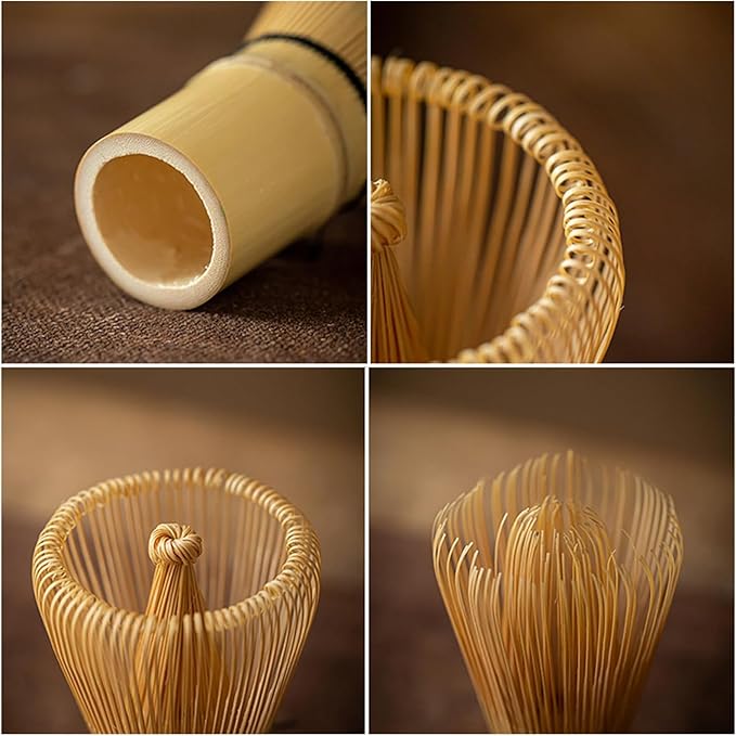 Matcha Whisk Set, Matcha Set, 6 Pieces, with Bamboo Whisk, Ceramic Bowl & Sifter Complete Matcha Powder Tea Includes Scoop & Spout Bowl, Traditional Japanese Tea Accessories for Home (set of 6 - B)