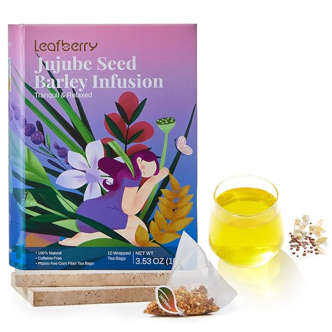 Leafberry Herbal Tea Sampler (Sleep Tea) - 10 Caffeine-Free Decaf Pyramid Bags | Relaxing Bedtime Gift Set for Women & Men | Promote Sleep and Calm the Mind