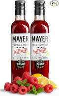 Mayer Hungarian Premium Raspberry Artisanal Syrup, Award-Winning, All-Natural, Vegan, Gluten-Free, Handcrafted with 100% Real Fruits, (2 x 16.9oz), Perfect Coffee Syrup & Cocktail Syrup, No Artificial Additives (2 Pack)