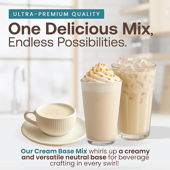 Dr. Smoothie Café Essentials Cream Base – No Artificial Colors, Flavors, or Sweeteners – Shelf Stable – Caffeine-Free – Great for Hot, Iced, & Frozen Frappes (3.5 lb Bag, 30 Servings)