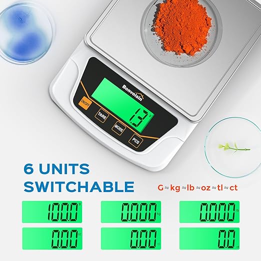 Bonvoisin Digital Scale 0.1 Gram Accuracy Precision Lab Scale 6000g Scientific Digital Balance for Laboratory, Jewelry Weighing