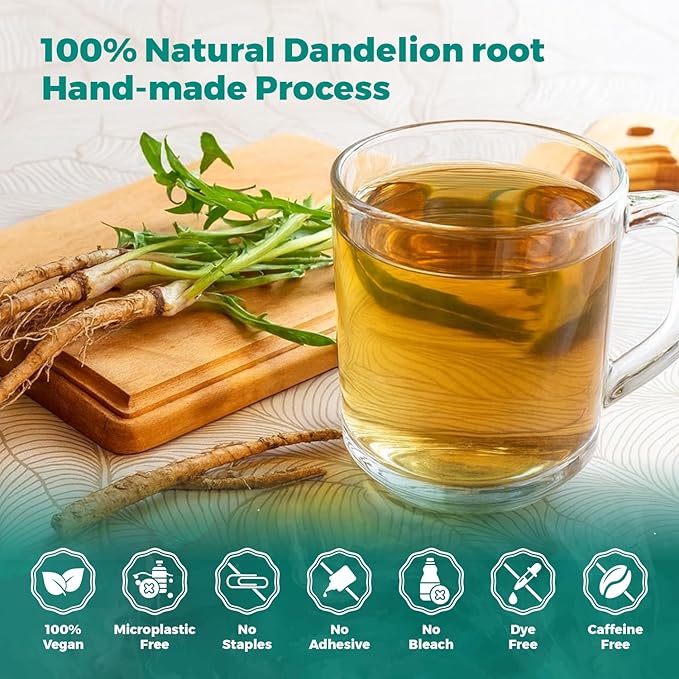 Lavitali, Dandelion Tea Bags | 60 bags, 100% Pure Herbal Tea | Caffeine-Free, Eco-Friendly Filter Bag | Daily Natural Botanical, Hot or Iced Herbal Infusion