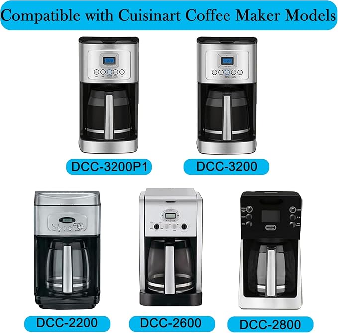 14-Cup Glass Carafe Replacement Compatible with Cuisinart Coffee Maker Models DCC-2200RC, DCC-2200, DCC-2600, DCC-2800, DCC-3200, DCC-3200P1, DCC-3200FR, DCC-T20, DCC-1800FR, CBC-7400, CBC-7000PC