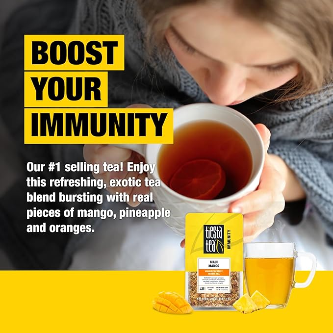 Tiesta Tea - Maui Mango Mango Pineapple Herbal Tea Premium Loose Leaf Tea Blend Non-Caffeinated Fruit Tea Make Hot or Iced Tea & Brews Up to 25 Cups - 2.2 Ounce Resealable Pouch (Pack of 4)