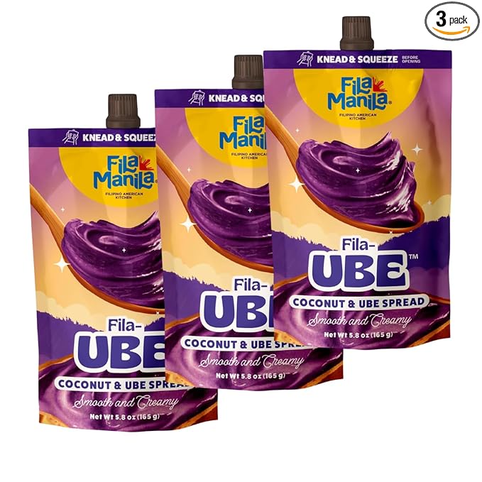 FilaManila Ube New 2024 Coconut Spread - Filipino Sweet Ube Halaya Purple Yam Spread, Vegan, Gluten-Free, No Artificial Colors or Flavors, Perfect for Toast, Desserts & Pastries (3 Pack) - As Seen on Shark Tank & TikTok