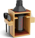 HEXNUB – Compact AeroPress Organizer Stand, Bamboo Coffee Caddy for AeroPress Coffee Maker, Accessories, Filters, Cups, Includes Mats - Brown