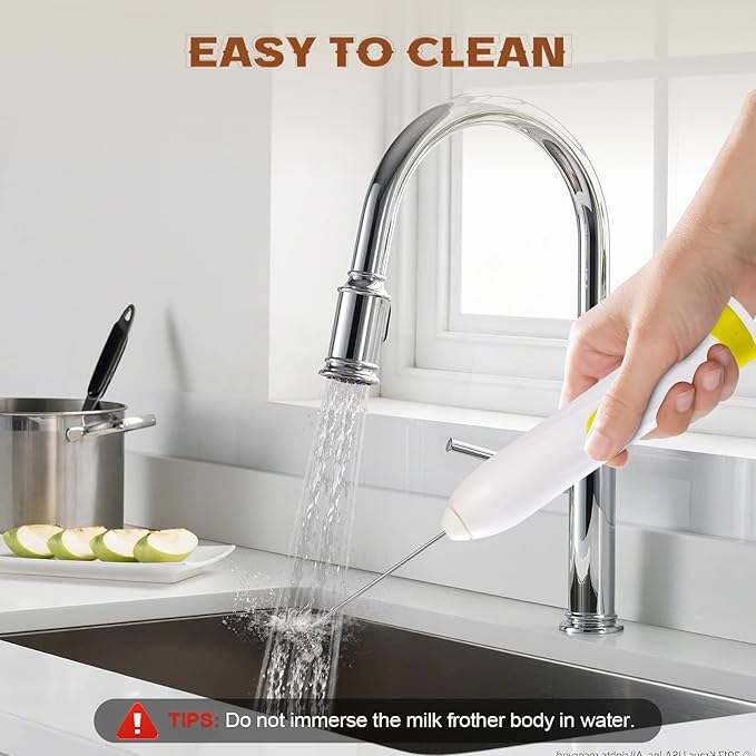 Milk Frother Handheld Rechargeable,Hand Mixer Electric Whisk with 2 Speeds,Drink Mixer Coffee Frother With 2 Stainless Steel Whisks for Coffee, Matcha, Lattes, Cappuccino,Egg,No Stand,Yellow