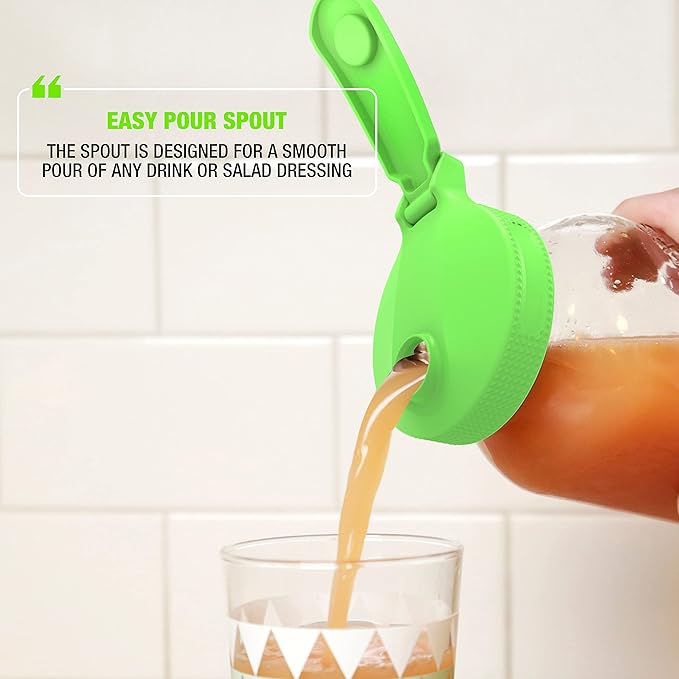Masontops Multi Top - 2PK - Wide Mouth Mason Jar Lids with Pour Spout and Flip Cap – Sip, Pour, Store & More - Jar Not Included