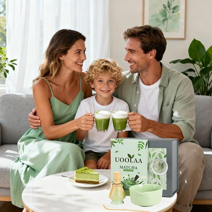 Ceremony Matcha Kit with Bamboo Scoop, Whisk, Holder, Sifter, Chawan Ceramic Bowl with Spout, 5 Pcs Green Japanese Matcha Whisk Set - High End Matcha Tea Set Gift for Matcha Lovers and Starters