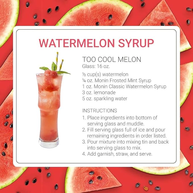 Monin - Summer Variety Pack, Fruit Flavored Syrup, Mango, Strawberry, Raspberry, & Watermelon Syrup, Simple Syrup for Margaritas, Lemonade, Cocktails, & More, Clean Label (1 Liter, 4-Pack)