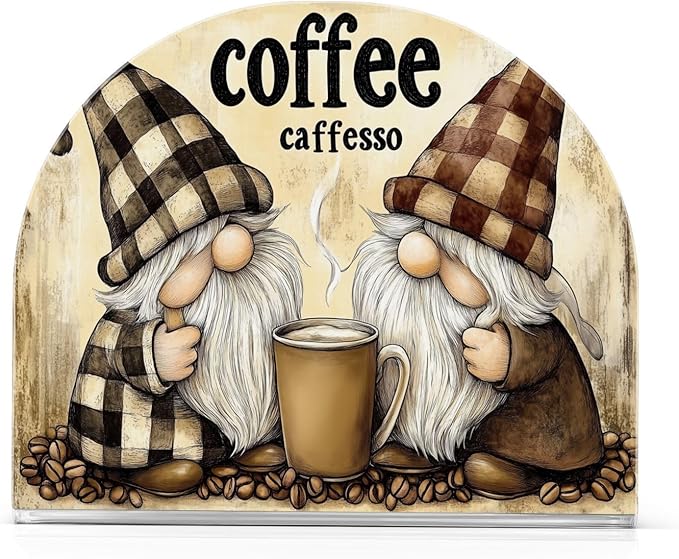 Cute Gnomes Coffee Napkin Holder for Tables, Kitchen Acrylic Paper Napkin Holders Freestanding Tissue Dispenser Paper for Indoor Outdoor Decor