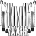 Tessco for You Cocktail Shaker Set, 16 Pcs Stainless Steel Bar Set Including Boston Shaker, Muddler, Double Measuring Jigger, Mixing Spoon, Accessories for Home Bar, Gift for Beginner, Christmas