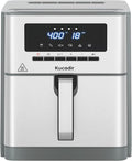 Air Fryer 10 Quart, Large Air Fryer for Families, 6 Cooking Functions AirFryer, 400°F Temp Controls in 5° Increments, Ceramic Coated Nonstick Basket and Crisper Plate, Dishwasher-Safe, 1700W, Grey