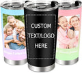 Personalized 20oz Tumbler with Pictures, Custom Insulated Tumblers with Logo, Stainless Steel Travel Coffee Mug, Personalized Gifts for Women Men Birthday Fathers Day Mothers Day