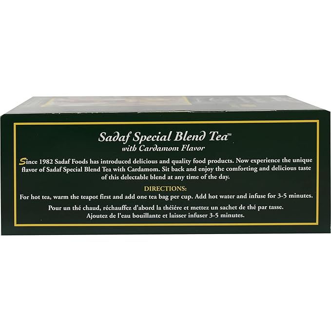 Sadaf Cardamom Tea Bags | Special Blend Cardamom Ceylon Black Tea | Quicktea Product harvested in Sri Lanka | 100 bags (Pack of 1)