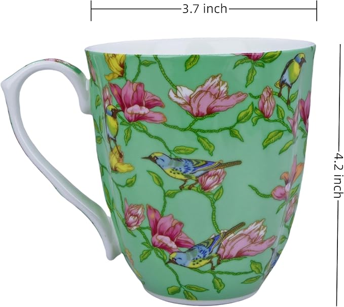 13oz Bone China Floral Mug Bone China Coffee Mugs Bone Teacup Christmas Mugs Birthday Gifts for Women Mom Friends Coworker