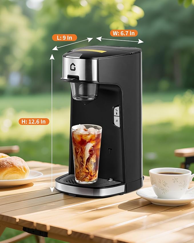 LinTimes Pod Coffee Maker, Single Serve 1300W Machine for Coffee/Hot Cocoa/Tea, Compact Design, Fast 1-Minute Brewing, 6-12 oz Cup Size, Removable Drip Tray, 120V US, Black