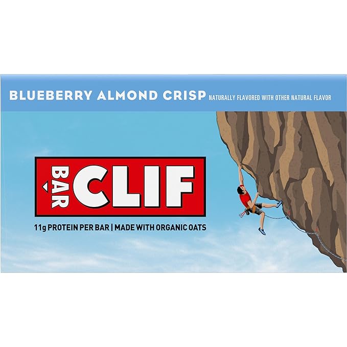 CLIF BAR - Energy Protein Bars - Blueberry Almond Crisp - Made with Organic Oats - Energy Bars - Non-GMO - (10 Pack)