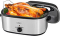 Sunvivi 26 Quart Electric Roaster Oven Turkey Roaster with Lid Electric Roasters with Removable Pan Large Roaster, Visible & Self-basting Lid, Fast Heating & Thaw/warming Setting, Silver