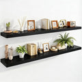 IAE Floating Wall Shelves 55 inch,Bathroom Shelving Wall Mounted,Invisible Shelving Floating Kitchen Shelves,Wooden Wall Shelf with Brackets for Living Room Wall Mounted,Easy Install,Set of 2,Black