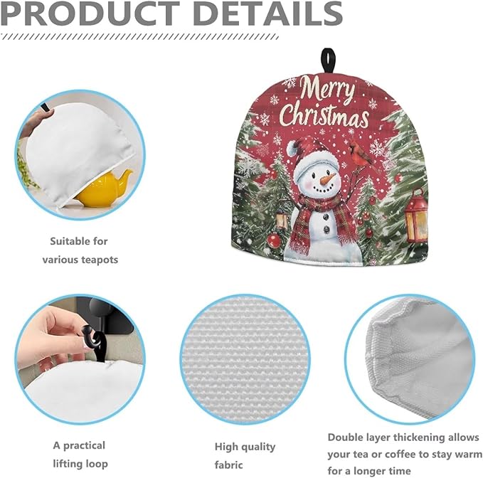 Snowmen Tea Cozy for Teapot Insulated Teapot Cozy Tea Pot Cozy for Keeping Warm Kitchen Accessories for Home Decor Cartoon Tea Kettle Dust Cover Navajo Tea Cosy for Teapot Hipple