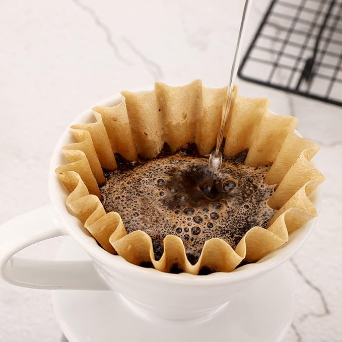 EUSOAR 1-2 Cup Small Size Coffee Filters, Pack of 100 Disposable Natural Brown Unbleached Coffee Filter Paper Basket, for Home Commercial Dripper, Compatible for Pour Over and Drip Coffee Makers