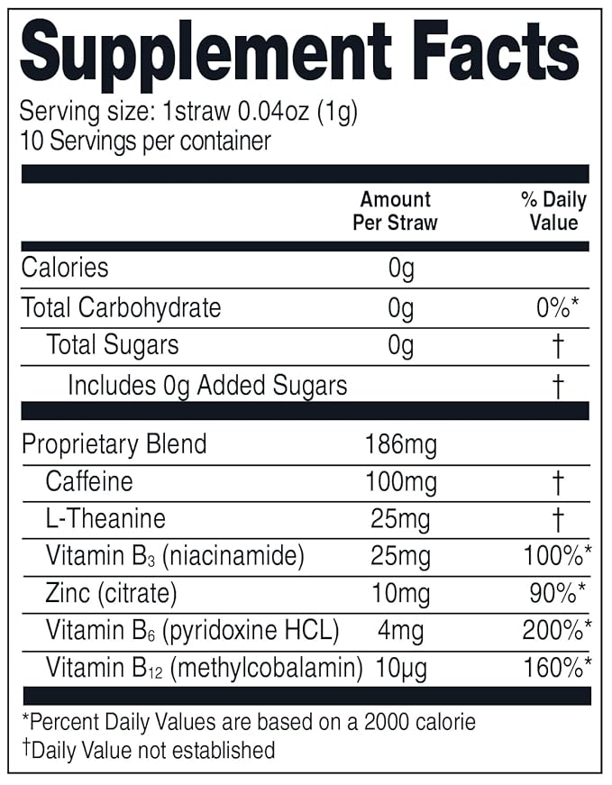 Smooth and Gentle Caffeine Energy. No Sugar. No Calories. Healthy and All Natural Natural Cherry Craze – 10 Straw Pack