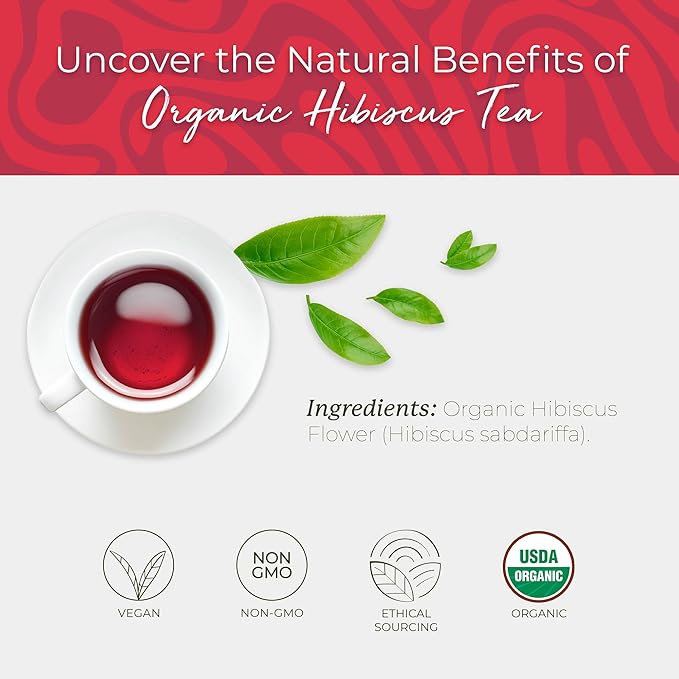 Starwest Botanicals Organic Hibiscus Tea - Caffeine Free Herbal Tea, Tea with Antioxidant Properties, String Free Sachets, USDA Organic Hibiscus Flower, Non GMO - Bulk Pack, 100 Tea Bags