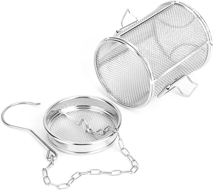 Stainless Steel Tea Ball Strainer, Wire Mesh Tea Strainer, Silver Tea Strainer for Loose Leaf Tea, Spice Filter Soup Infuser for Cooking, Tea Ball Strainer with Chain Hook for Home Kitchen(10 x 10cm)