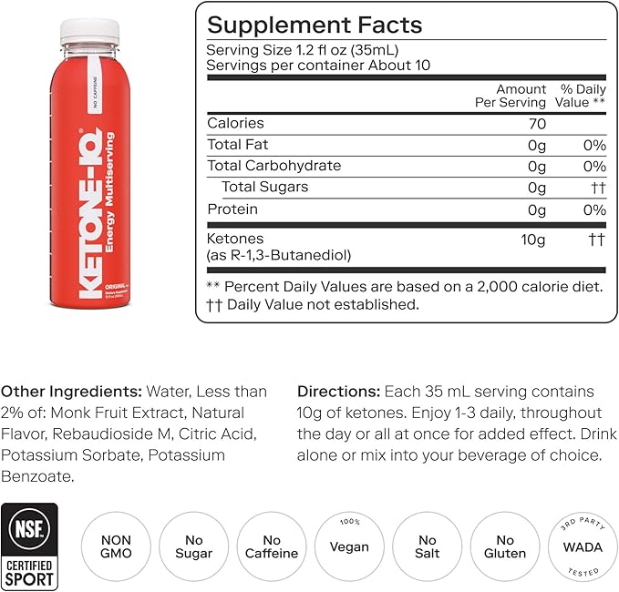 Ketone-IQ Exogenous Ketone Supplement Drink – 30 Servings with 10 g Ketones per Serving | Fast Ketosis Support, Energy & Mental Focus | Sugar-Free, Salt-Free, Caffeine Free
