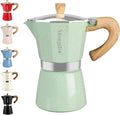 Mongdio Stovetop Espresso Maker Moka Pot, Cuban Coffee Maker Stove top coffee maker Moka Italian Espresso Greca Coffee Maker Brewer Percolator, 6 Espresso Cups, 10 oz - Green
