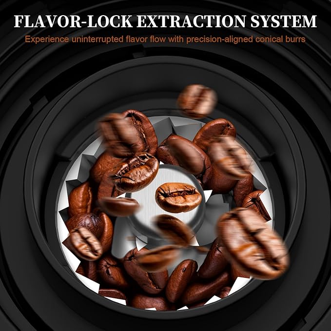 Wancle Conical Burr Electric Coffee Grinder with Touchscreen Coffee Bean Grinder - Precision Timer, 25 Grind Settings, Anti-Static, Stainless Steel, Easy to Clean