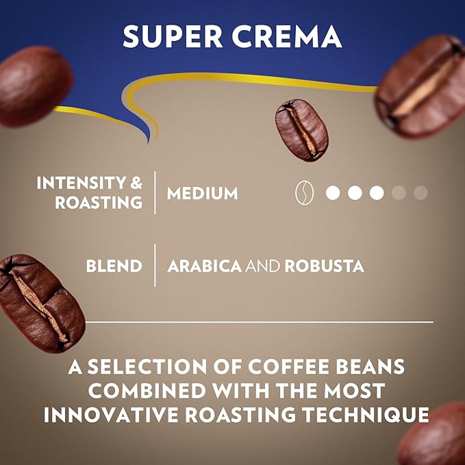 Lavazza Super Crema Whole Bean Coffee, Medium Espresso Roast, Arabica and Robusta Blend, 2.2 lb Bag (Pack of 3)