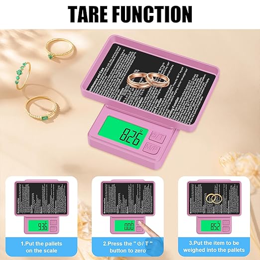 Diyife 1000g Digital Pocket Gram Scale 0.01g Accuracy, Mini Jewelry Scale with Protective Cover, 7 Units, Tare Function, LCD Display, Suit for Jewelry, Powder, Pink