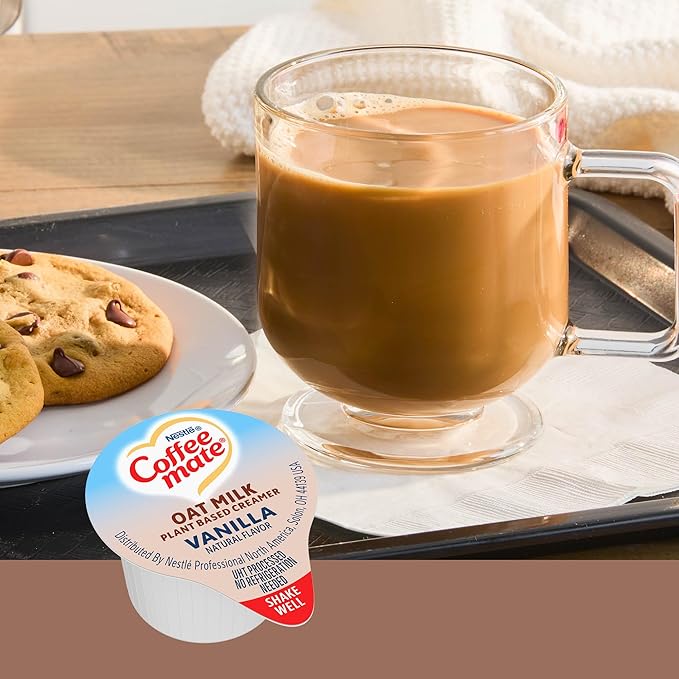 Nestle Coffee mate Plant Based Liquid Coffee Creamer Singles, Vanilla Flavored Oat Milk, 50 Ct Box