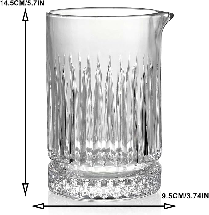 21oz Cocktail Mixing Glass Pitcher Set (6-Pack) - Lead-Free Hand Blown Barware with - Bartender Kit for Martini, Manhattan, Old Fashioned - Premium Wedding Anniversary Birthday Gift for Home Bar
