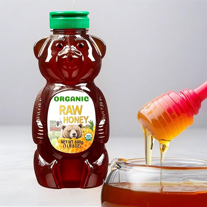 Organic Raw and Unfiltered Honey US Grade A 24 oz 1.8lb (Pack of 3)