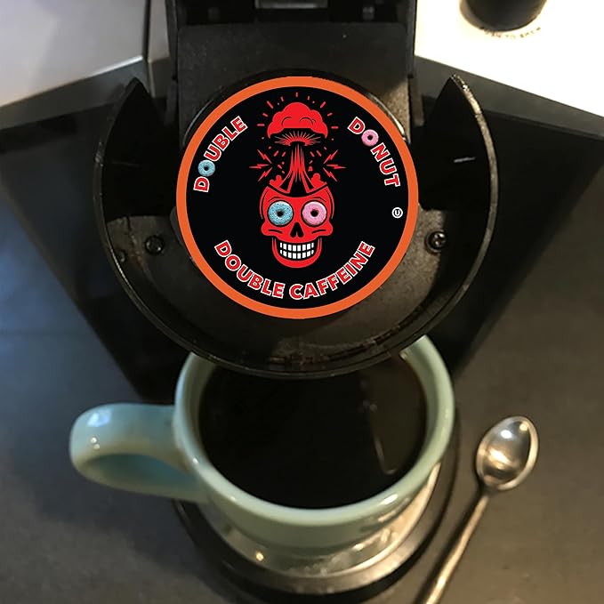 Double Donut Coffee High Caffeine Coffee Pods, Extra Strong Double Caffeine Dark Roast Coffee,Compatible with Keurig K Cups Brewers, 20 Count (Pack of 2)