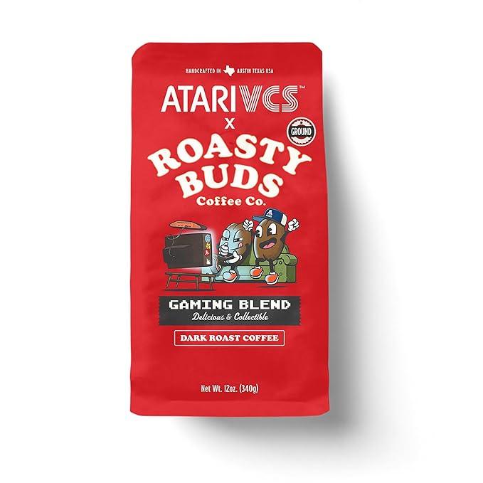 Atari VCS™ Gaming Blend Dark Roast Ground Coffee 12oz | Roasty Buds 100% Arabica Coffee From Colombia, Guatemala, Brazil | Gluten-Free, Non-GMO