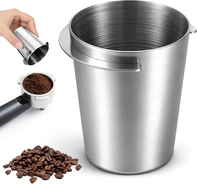 58mm Coffee Dosing Cup, Stainless Steel Espresso Coffee Dosing Cup, Espresso Machine Accessories, Coffees Grinder Been Feeder Compatible with All 58 mm portafilter